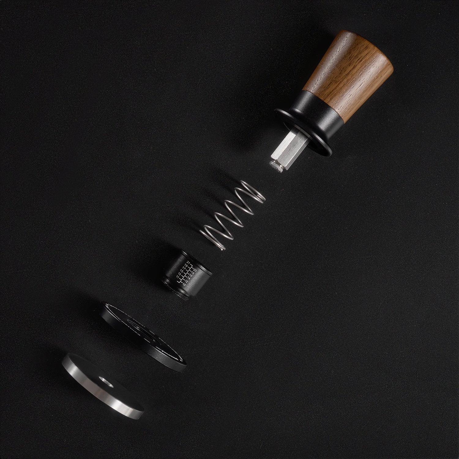 zirkus constant pressure self-leveling coffee tamper with walnut handle 8