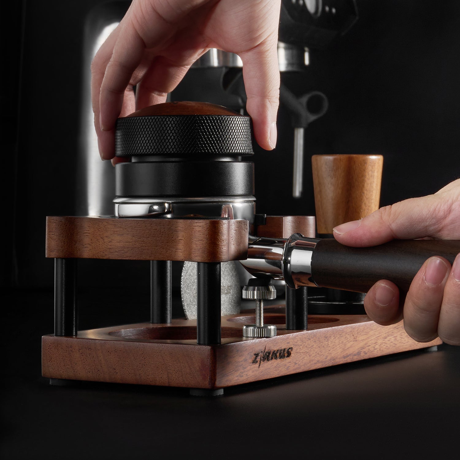 zirkus sapele wood espresso tamping station tamper holder 6