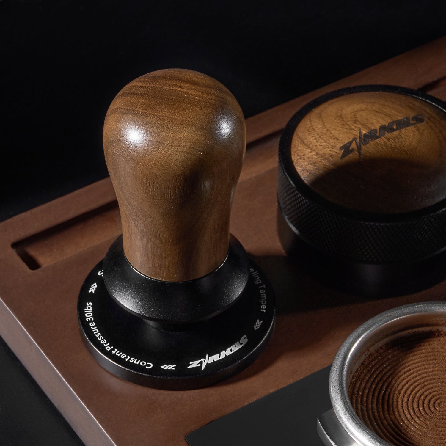 zirkus self-leveling espresso tamper with calibrated spring loaded 2