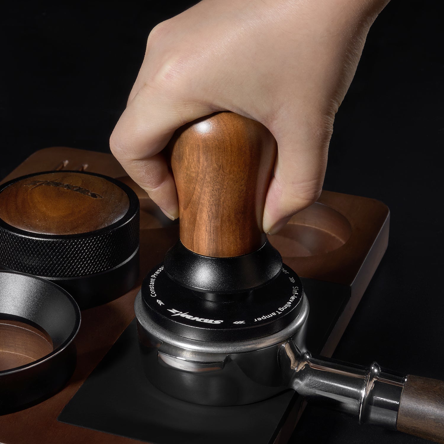 zirkus self-leveling espresso tamper with calibrated spring loaded 5