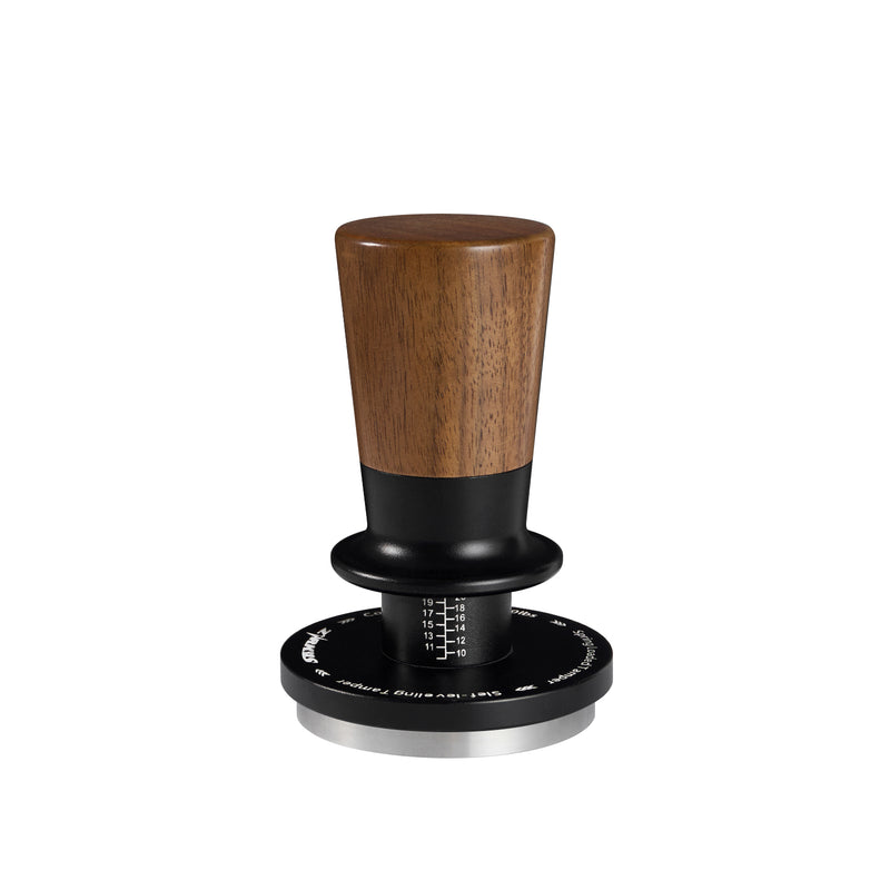 ZIRKUS constant-pressure self-leveling coffee tamper with walnut handle