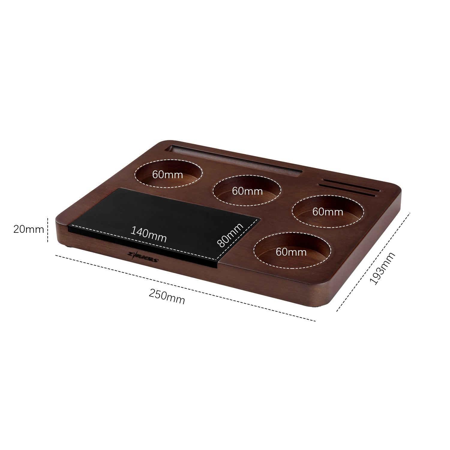 Zirkus Sapele Wood Espresso Tamping Station Barista Tool Organizer