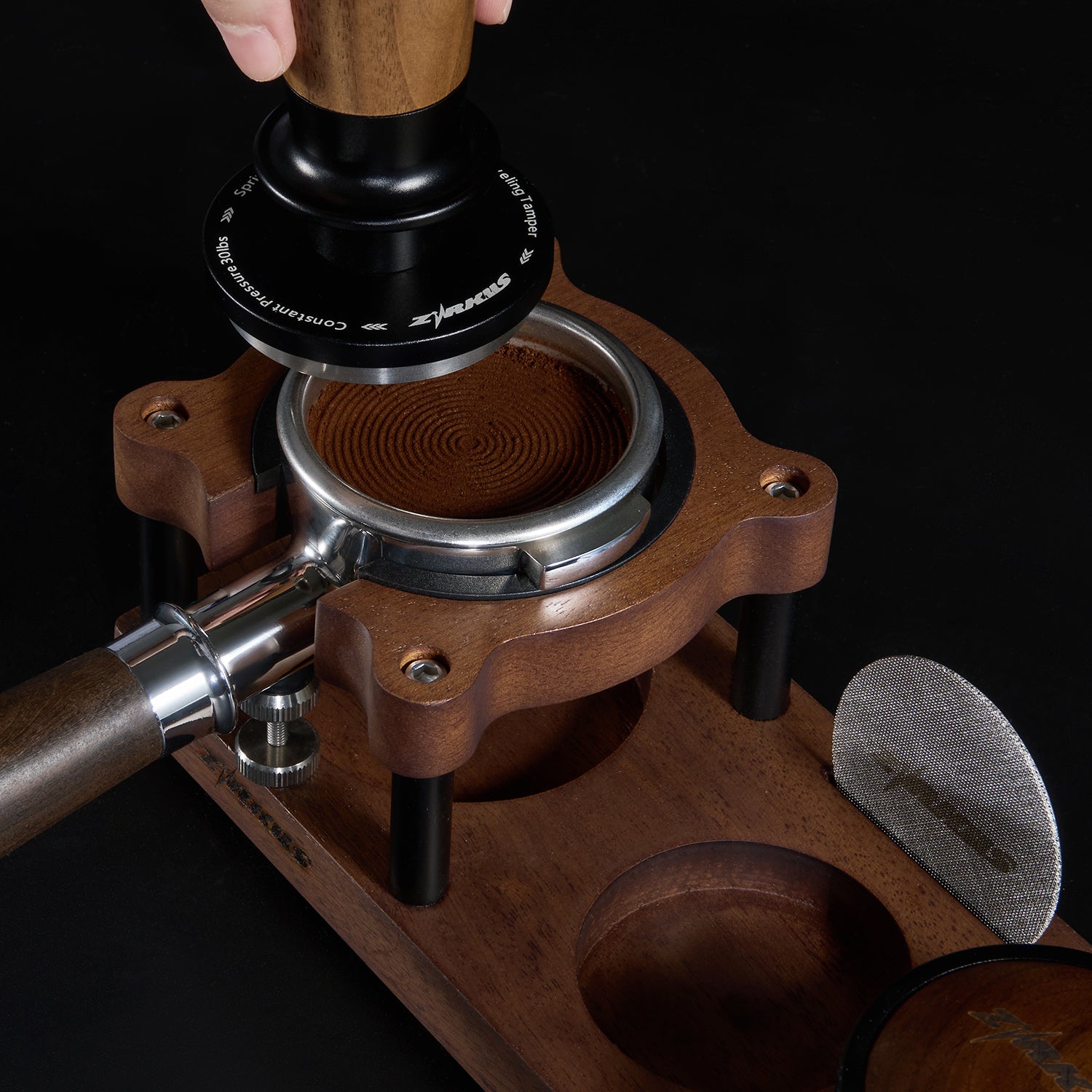 zirkus sapele wood espresso tamping station tamper holder 4