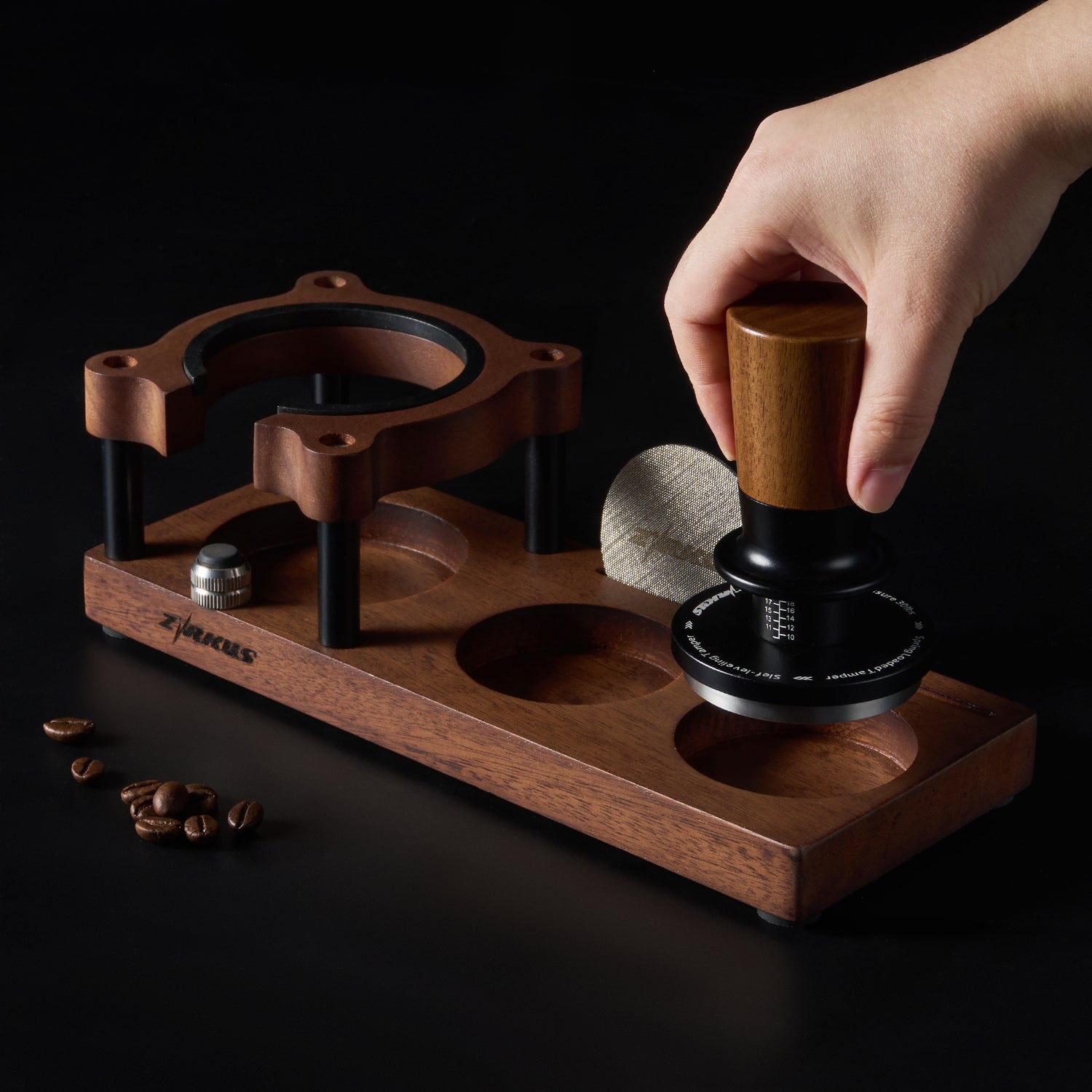 zirkus sapele wood espresso tamping station tamper holder 5